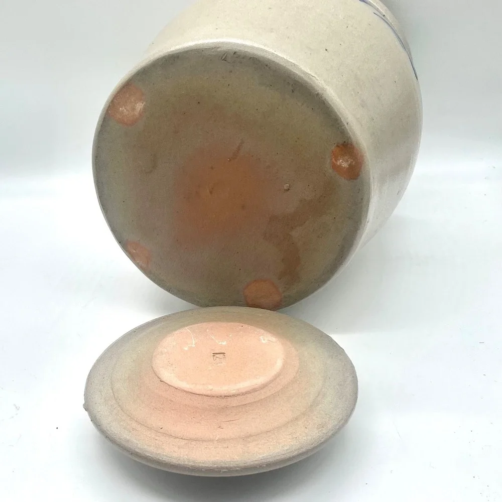 1994 Rowe Pottery Works Cannister Crock‎ w/ lid 12